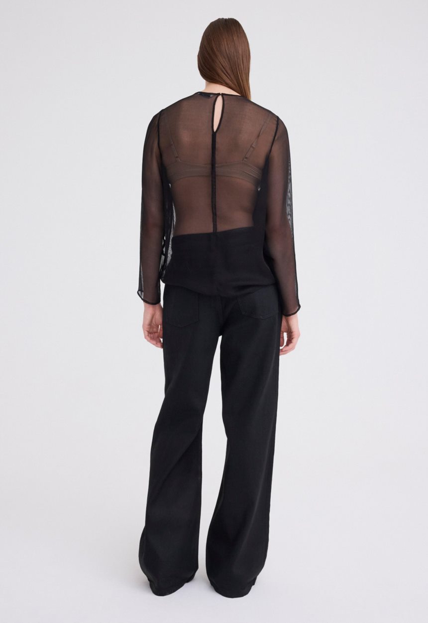 Jac + Jack Eidel Silk Mesh Top - Black